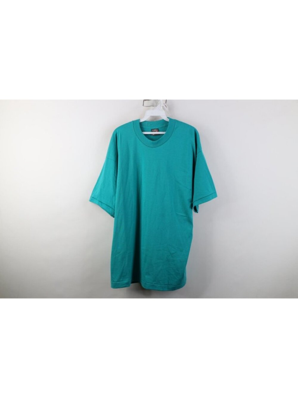 Deadstock Vtg 90s Streetwear Mens XL Blank Short Sleeve T-Shirt Teal 50/50 Blend